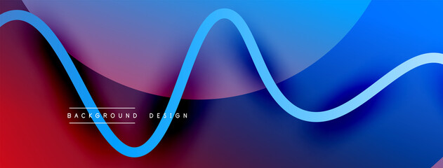 Abstract gradient background with wave line with shadow effect. Geometric composition. 3D shadow effects and fluid gradients