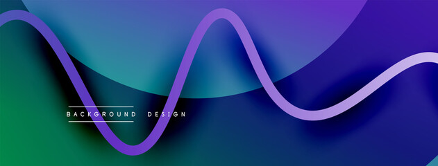 Abstract gradient background with wave line with shadow effect. Geometric composition. 3D shadow effects and fluid gradients