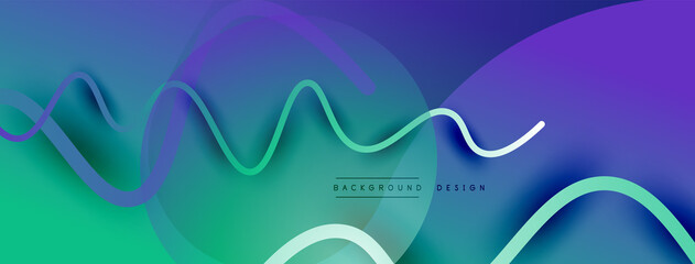 Abstract gradient background with wave line with shadow effect. Geometric composition. 3D shadow effects and fluid gradients