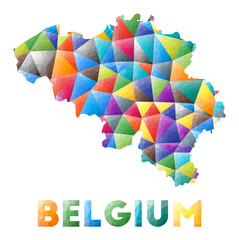 Belgium - colorful low poly country shape. Multicolor geometric triangles. Modern trendy design. Vector illustration.