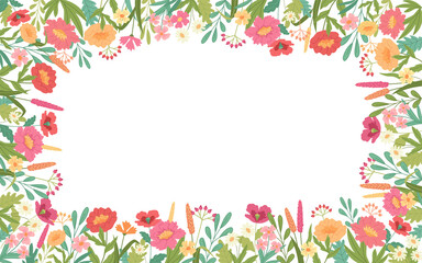 Colorful summer flowers decoration frame illustration