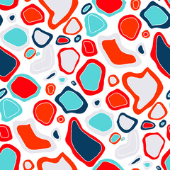 Seamless vector pattern with abstract modern doodles. Bright summer print. Trendy colorful background. Vintage geometric doodles.	