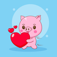 Cute pig cartoon character illustration