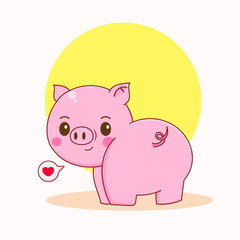 Cute pig cartoon character illustration