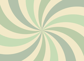 Sunlight horizontal spiral background. Sage green color burst wallpaper. Vector illustration.