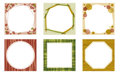 落ち着いた雰囲気の正方形のフレームセット　ブラウン・グリーン系