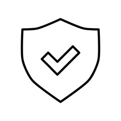 Defence flat icon. Shield pictogram for web. Line stroke. Isolated on white background. Outline vector eps10