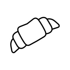 Croissant flat icon. Pictogram for web. Line stroke. Dessert isolated on white background. Outline vector eps10