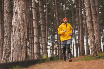 Active man running in the park