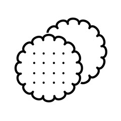 Biscuit flat icon. Pictogram for web. Line stroke. Cookie isolated on white background. Outline vector eps10