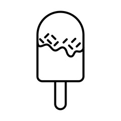 Ice cream flat icon. Pictogram for web. Line stroke. Dessert isolated on white background. Outline vector eps10