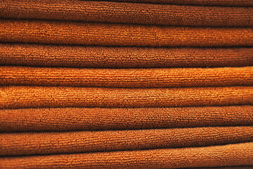 A terry towel. Home textiles on the shelf in the store