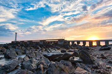 瀬詰崎灯台　夕焼け