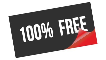 100%  FREE text on black red sticker stamp.
