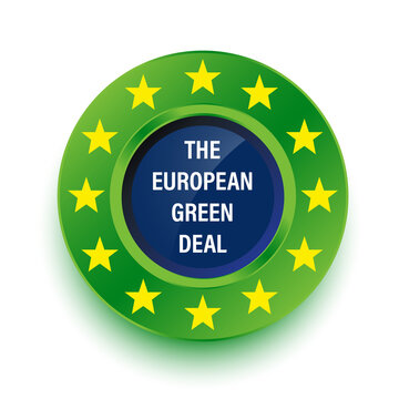 European label "the european green deal" for the reduction of greenhouse gases, in vector