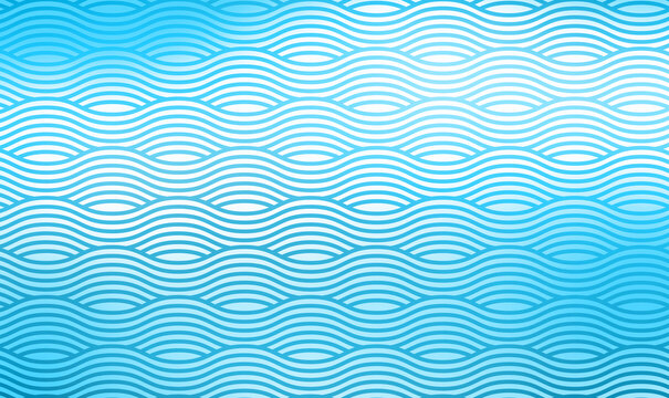 Abstract blue lines wave, Wavy stripes pattern, Rough surface. Abstract geometric pattern with wavy lines. Blue sea wave background. Marine waves.Sea wavy, ocean pattern background.Vector illustration