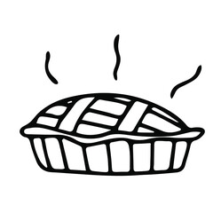Vector doodle pie clip art. Hot bakery illustration. Food hand drawn illustration isolated on white background.