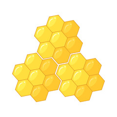Bee honeycomb geometric yellow color in cartoon style.