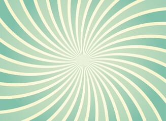 Sunlight spiral wide background. Sage green and beige color burst background.