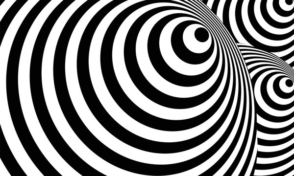 stock abstract creative black and white design circle and triangle with optical illusion abstract geometrical background vector © iqballwew