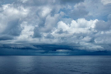rainy clouds over the sea