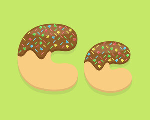 Illustration vector cartoon of "C" alphabet letter in the shape of sweet chocolate donut. Cartoon simple modern design. Suitable for design of food and kids product