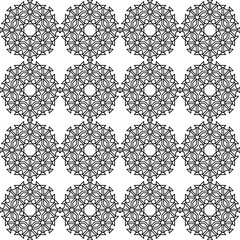 seamless mosaic pattern. decorative tiles. openwork. black and white contour drawing. cover, coloring, template, print.