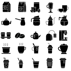 Coffee icon vector set. Tea illustration sign collection. hot drinks symbol or logo.
