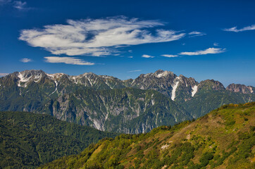 Obraz premium Mt.Kashimayari trekking in early autumn, 初秋の鹿島槍ヶ岳登山