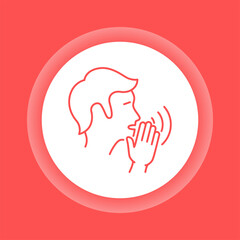 Engage in gossip color button icon. Insult, bad attitude concept. - obrazy, fototapety, plakaty