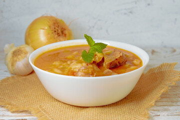 White beans with beef background 