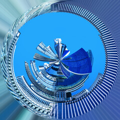 Fototapeta premium Downtown Miami cityscape view with condos and office buildings.