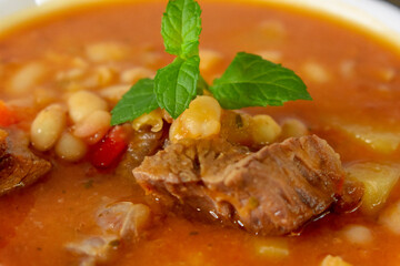 White beans with beef background 