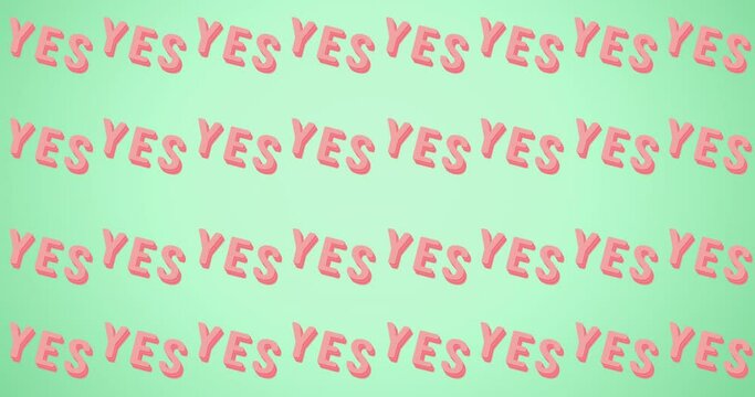 Animation of multiple yes text, on blue background