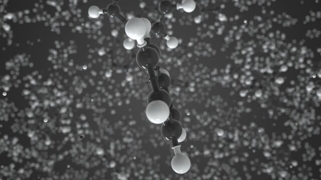 Molecule of benzene, conceptual molecular model. Conceptual looping 3d animation