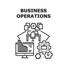 Fototapeta na wymiar Financial Business Operations Vector Icon Concept. Working Process Management And Financial Business Operations, Analysis And Monitoring Market Prices Work At Workplace On Computer Black Illustration