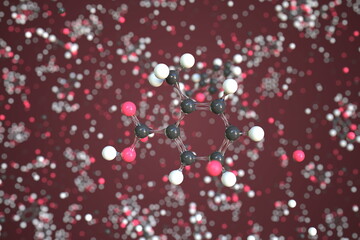 O-toluic acid molecule made with balls, conceptual molecular model. Chemical 3d rendering