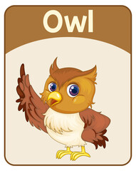 Educational English word card of Owl