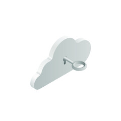 Data protection. Cloud database wood cabinet shelf icon, isolated vector illustration. Design for web, logo, mobile app.