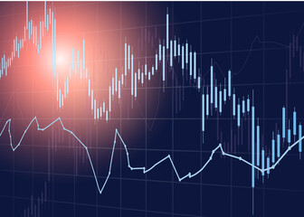 Trading graph on dark background. Rate of money concept 