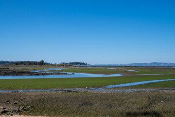 Mouth of the Umia river, Cambados, Pontevedra province, Galicia, Spain