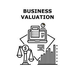 Company Business Valuation Vector Icon Concept. Company Business Valuation, Researching Annual Financial Report And Audit, Calculating Income, Expense And Profit Black Illustration
