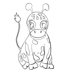 coloring book, giraffe, african baby giraffe, kind smiling baby giraffe, beige giraffe with brown spots