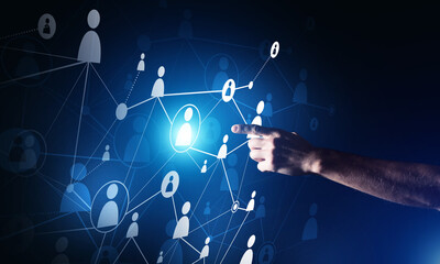 Creating modern wireless technologies as means of communucation and networking on dark background