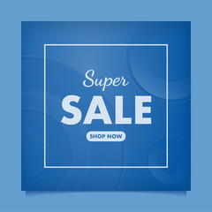 Modern minimal square banner template with blue gradient color background. Suitable for social media post and web internet ads. 