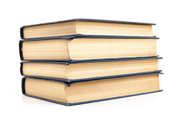 Old hardback books background. Top view. education background. Back to school. Copy space for text.