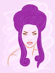 Model with violet hair