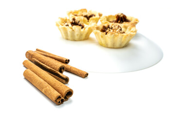 fresh pastries with nuts, pastry on a white background
