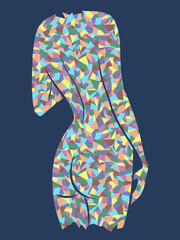 Slender girl with body of abstract shapes