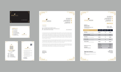 geometric blue corporate brand identity, stationary design. modern template illustration vector